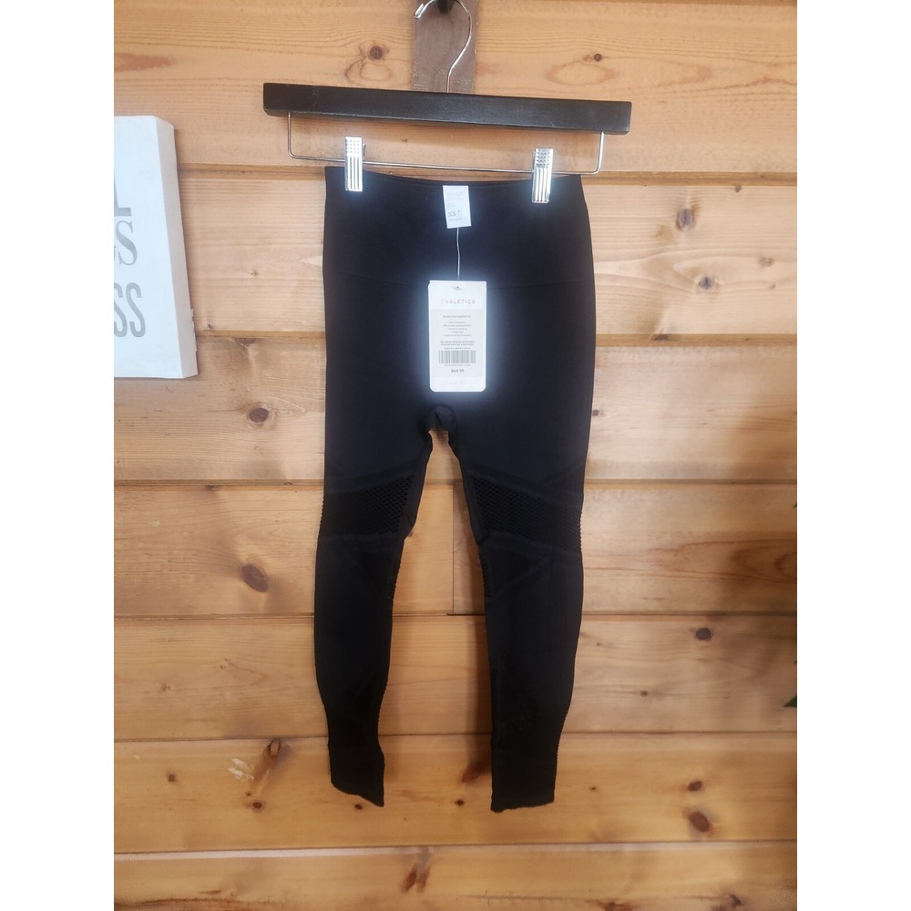 Fabletics Women's XS High‎ Waisted Cutouts Mosaic Black Seamless Tight Leggings